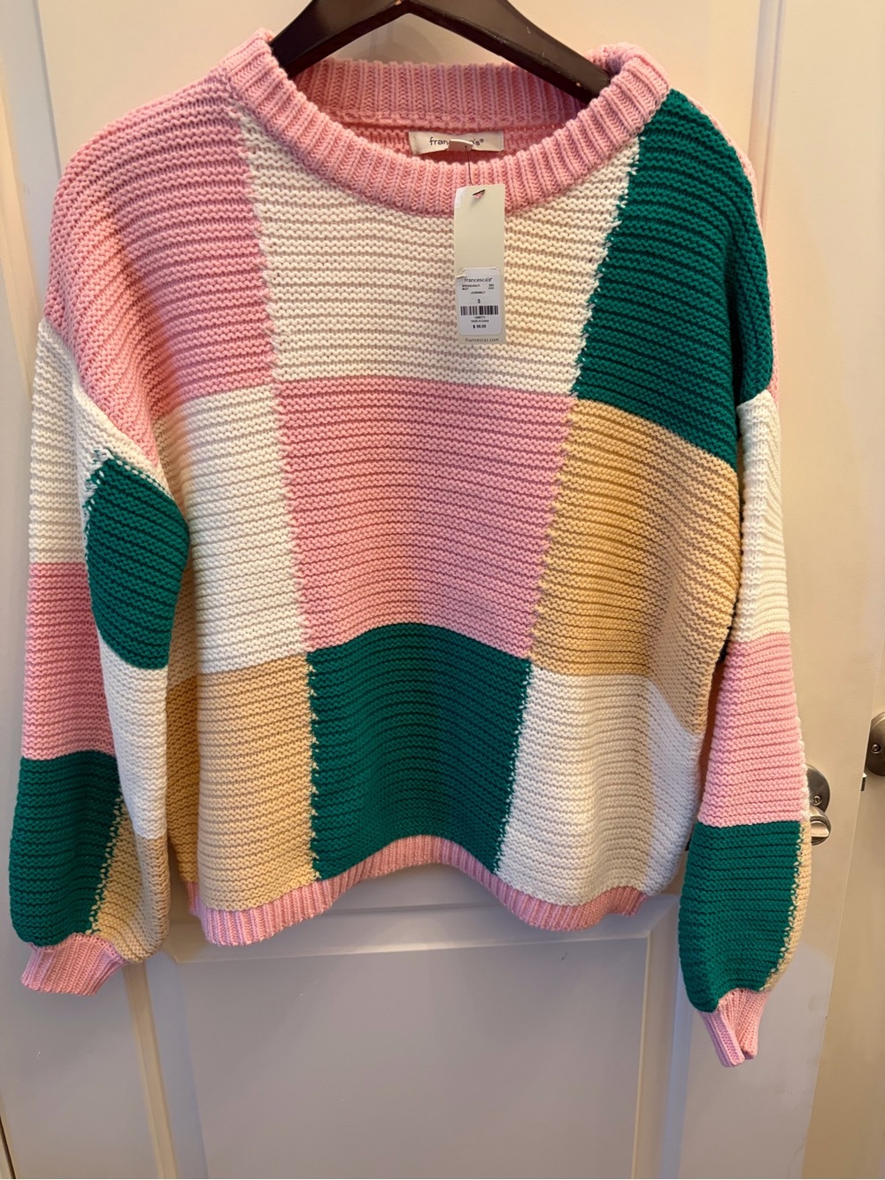 Brand New! Francesca's Collections Pastel Block Crew Sweater